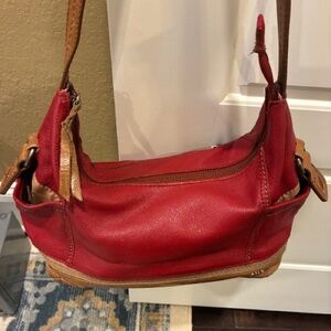 The Sak Red and Brown Leather Shoulder Bag